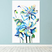Himalayan Persian Blue Poppies Watercolor Leinwanddruck (Insitu (Holzboden))