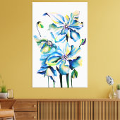 Himalayan Persian Blue Poppies Watercolor Leinwanddruck (Insitu (Wohnzimmer))