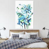 Himalayan Persian Blue Poppies Watercolor Leinwanddruck (Insitu (Schlafzimmer))
