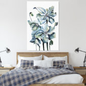 Himalayan Persian Blue Poppies Watercolor Leinwanddruck (Insitu (Schlafzimmer))