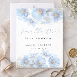 Himalayan Poppy Soft Blue Watercolor Floral Magneteinladung