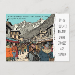 Himalayanisches Dorfmarkt-Kulturkunstwerk Postkarte