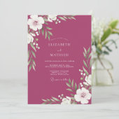Himbeer-Blatt-Hochzeit Einladung (Stehend Vorderseite)