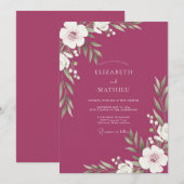 Himbeer-Blatt-Hochzeit Einladung (Vorne/Hinten)