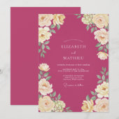 Himbeer-Blüten-Hochzeit Einladung (Vorne/Hinten)