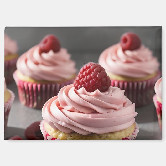 Himbeer-Cupcakes Magnet (Vorderseite)