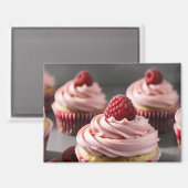 Himbeer-Cupcakes Magnet (Vorderseite/Rückseite)