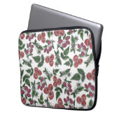 Himbeer-Frucht-Blätter-Illustrationsmuster Laptopschutzhülle (Vorderseite Links)