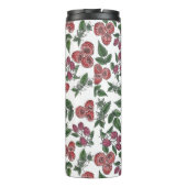 Himbeer-Frucht-Blätter-Illustrationsmuster Thermosbecher (Rückseite)