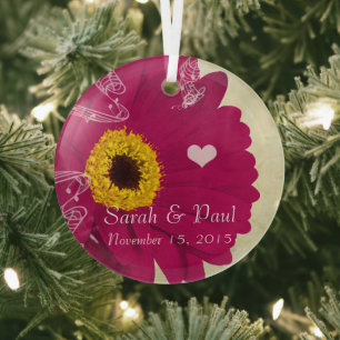 Himbeer-Gerbera-Christbaumschmuck Ornament Aus Glas