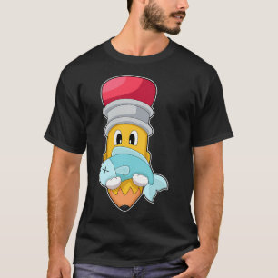 Himbeer gestreifter Fisch Wasserfarbe T-Shirt