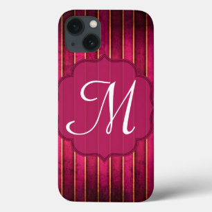 Himbeer-Gold-Streifen Modernes Monogramm IPAD Case