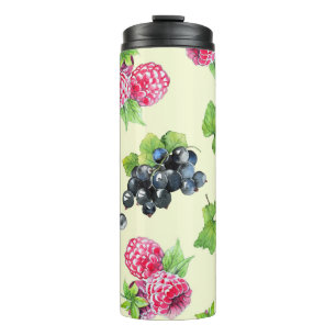 Himbeer-, Johannisbeer-Wasserfarbmuster Thermosbecher