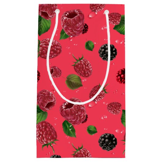 Himbeer-Muster Kleine Geschenktüte (Vorderseite)