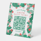 Himbeer-Patch SCAN TO PAY CUSTOM QR-Code Sockelschild (Vorderseite)