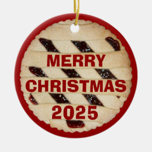 Himbeer-Pie/Torte-Weihnachtsschmuck Keramik Ornament