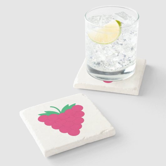 Himbeer-Pink-Berry-Frucht Steinuntersetzer (Seitenansicht)