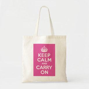Himbeer Pink Keep Calm and Carry On Tragetasche