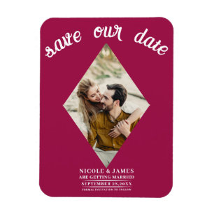 Himbeer-Rosa Foto Hochzeit "Save the Date" Magnet