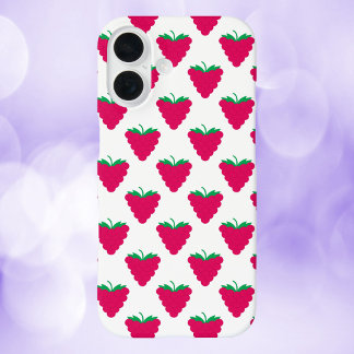 Himbeer-Rosa-Frucht-Beeren-Muster iPhone 16 Hülle