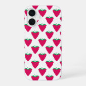 Himbeer-Rosa-Frucht-Beeren-Muster iPhone 16 Hülle (Rückseite)