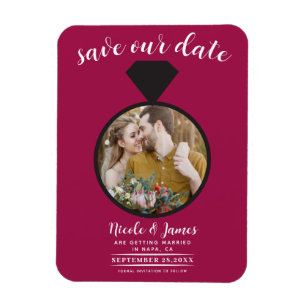 Himbeer-Rosa Hochzeitsring-Foto Save-the-Date Magnet