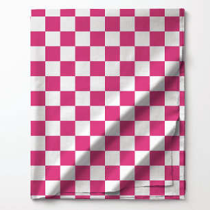 Himbeer-Rosa und Weiß kariertes Muster Stoff