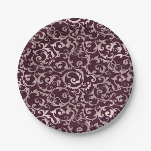 Himbeer & Roségold Elegante Prinzessinnen-Hochzeit Pappteller