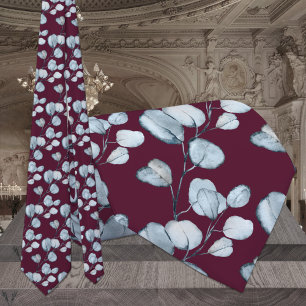 Himbeer-Rot-Staubblau-Eukalyptus-Hochzeit Krawatte