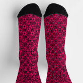 Himbeer-Schwarze-Blumen-Nahtloses-Muster Socken (Oben)