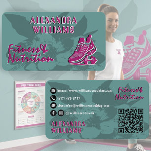 Himbeer-Teal-Blüten Fitness & Ernährung Visitenkarte