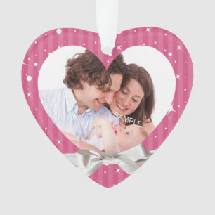 Himbeerbaby-Mädchen-erstes WeihnachtsFoto-Andenke Ornament