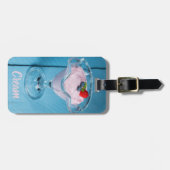 Himbeercreme Nachtisch mit Minze und Fruchtsaft Gepäckanhänger (Vorderseite horizontal)