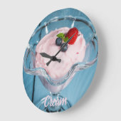 Himbeercreme Nachtisch mit Minze und Fruchtsaft Große Wanduhr (Winkel)