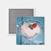 Himbeercreme Nachtisch mit Minze und Fruchtsaft Magnet (Vorderseite/Rückseite)