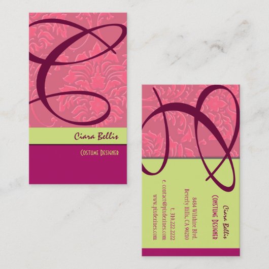 Himbeerdampfer Monogramm Visitenkarte (Vorne/Hinten)