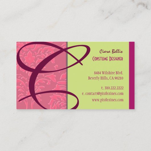 Himbeerdampfer Monogramm Visitenkarte (Rückseite)