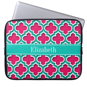 Himbeere, Aquamarin marokkanisch #5DS Monogramm fü Laptopschutzhülle