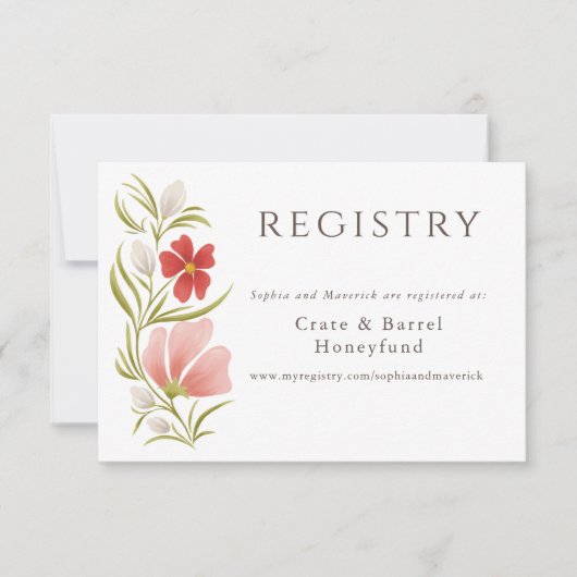 Himbeere & Blush Bold Floral Registry Card RSVP Karte (Vorderseite)