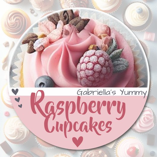 Himbeere Cupcake Kuchen Fotovorlage Backen Etikett Runder Aufkleber