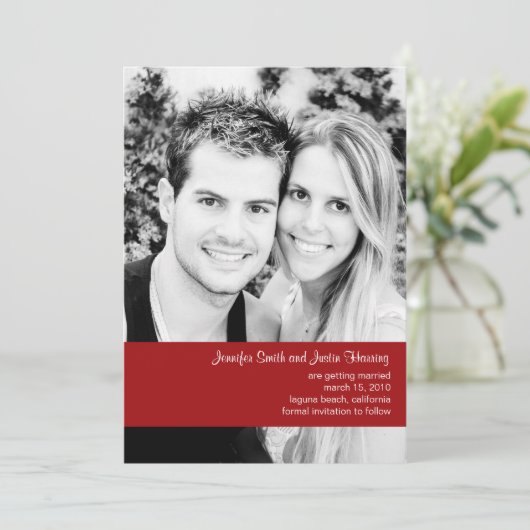 Himbeere Foto Save the Date Einladung (Stehend Vorderseite)