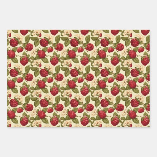 Himbeere Geschenkpapier Set (Vorderseite)