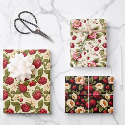 Himbeere Geschenkpapier Set (Vorderseite)