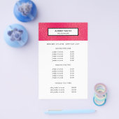Himbeere Glitzer Weißer Salon Preise & bServices Flyer (Einzeln)