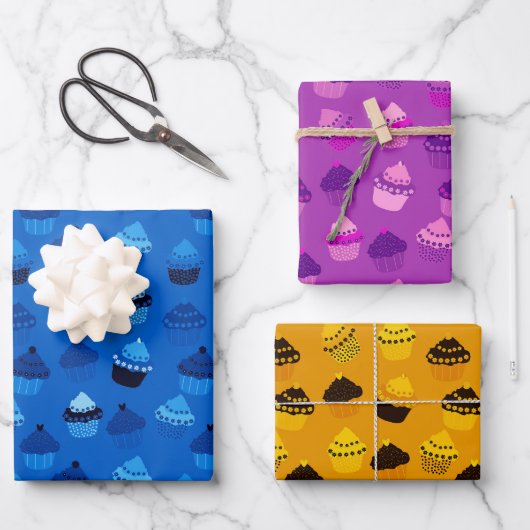 Himbeere, Heidelbeere und Bananenkuchen Geschenkpapier Set (Vorderseite)