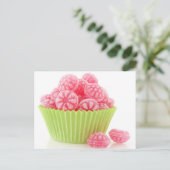 Himbeere leckere Süßigkeiten Süßigkeiten in grünem Postkarte (Stehend Vorderseite)