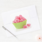 Himbeere leckere Süßigkeiten Süßigkeiten in grünem Quadratischer Aufkleber (Umschlag)