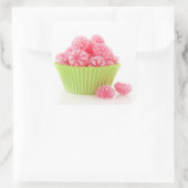 Himbeere leckere Süßigkeiten Süßigkeiten in grünem Quadratischer Aufkleber (Tasche)