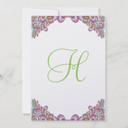 Himbeere & Limon auf Ice Paisley Wedding Einladung (Vorderseite)