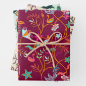 Himbeere, Minze und Creme-Boho-Muster Geschenkpapier Set (Beispiel)